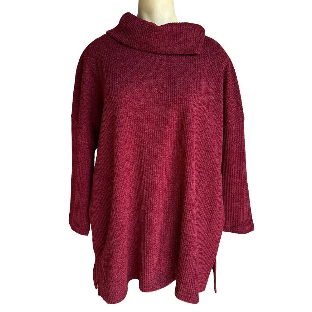 Terra SJ Apparel Sweater Top Women's Large Burgundy 3/4 Sleeve Pullover NWT‎